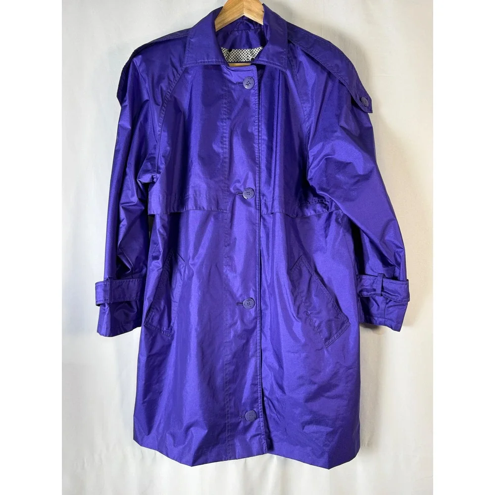 Kent Street Vintage‎ Purple Shiny Trench Coat Women's Size 9/10. 80s